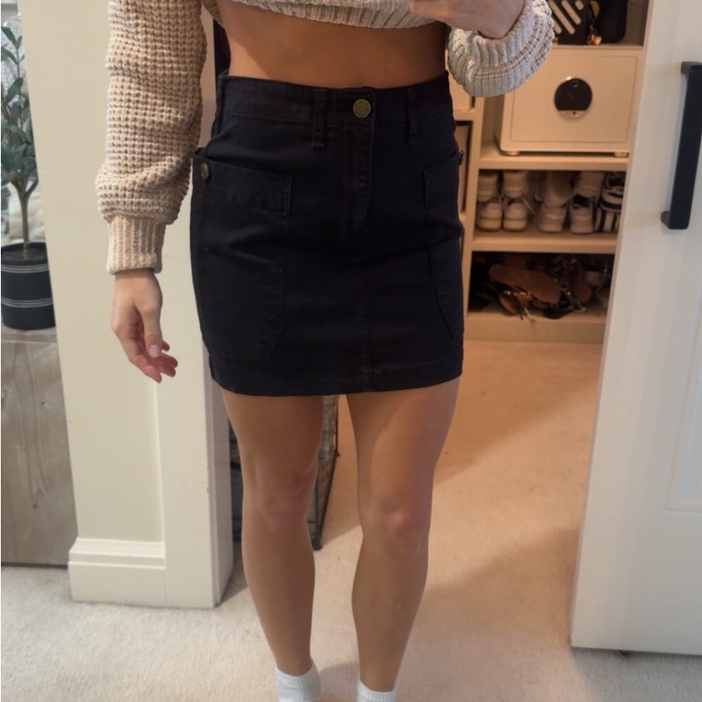 Frame Denim Jet Black Mini Skirt